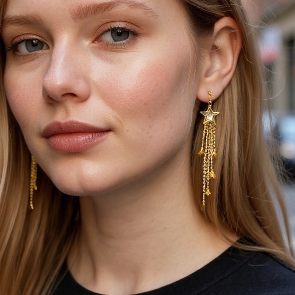 Costa Gold Star Chain Earrings 35$